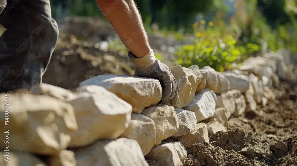 Parement de pierres à Porte des Pierres Dorées